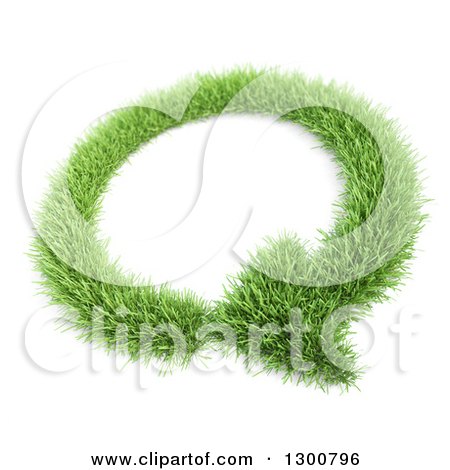Clipart of a 3d Grass Circular Refresh Arrow, over White - Royalty Free Illustration by Mopic