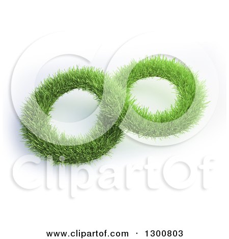 Clipart of a 3d Grass Infinity Symbol on White - Royalty Free Illustration by Mopic
