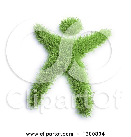 Clipart of a 3d Happy Green Grass Person, on White - Royalty Free Illustration by Mopic