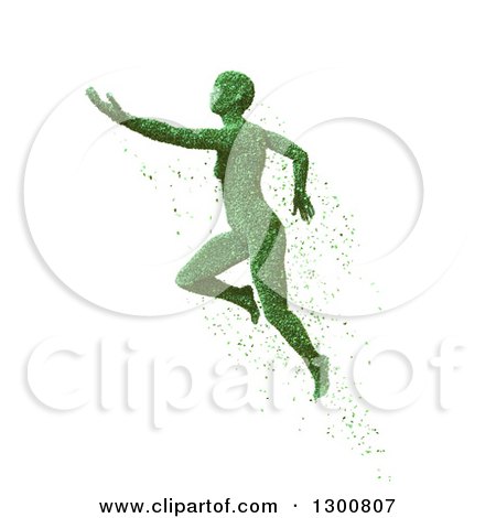 Clipart of a 3d Green Leaf Woman Floating, on White - Royalty Free Illustration by Mopic