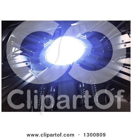 Clipart of a 3d Futuristic Power Generator with a Glowing Source of Energy - Royalty Free Illustration by Mopic