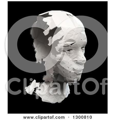 Clipart of a 3d Broken Head Sculpture over Black - Royalty Free Illustration by Mopic