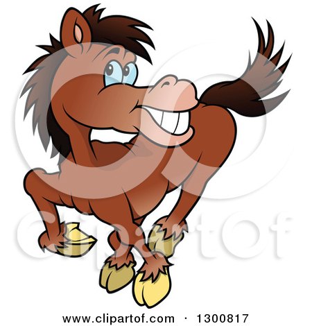 Clipart of a Cartoon Brown Horse with Blue Eyes - Royalty Free Vector Illustration by dero