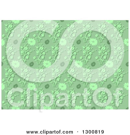 Clipart of a Green Flower Pattern Background - Royalty Free Vector Illustration by dero