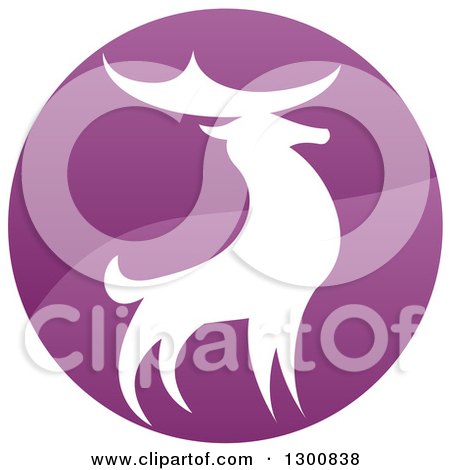 Clipart of a Gradient Purple Deer Stag Circle - Royalty Free Vector Illustration by AtStockIllustration