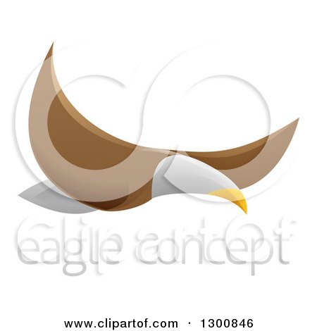 Clipart of a Flying Bald Eagle with Sample Text - Royalty Free Vector Illustration by AtStockIllustration