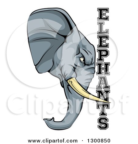 Clipart of a Tough Gray Elephant Mascot Head and Text - Royalty Free Vector Illustration by AtStockIllustration
