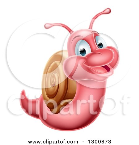 Clipart of a Cartoon Happy Pink Snail - Royalty Free Vector Illustration by AtStockIllustration