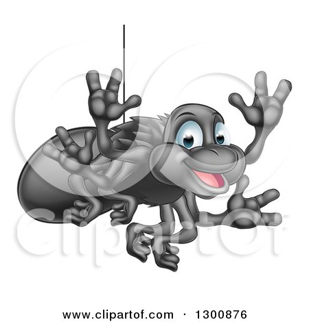 Clipart of a Cartoon Happy Spider Waving - Royalty Free Vector Illustration by AtStockIllustration