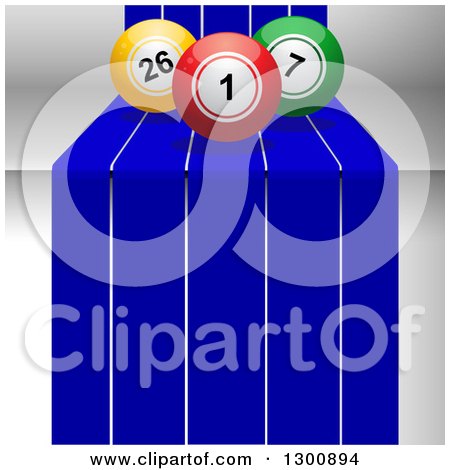 Clipart of a 3d Step with Blue Stripes and Bingo or Lottery Balls - Royalty Free Vector Illustration by elaineitalia
