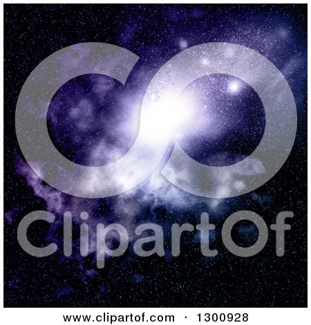 Clipart of a 3d Purple Nebula and Stars in Outer Space - Royalty Free Illustration by KJ Pargeter