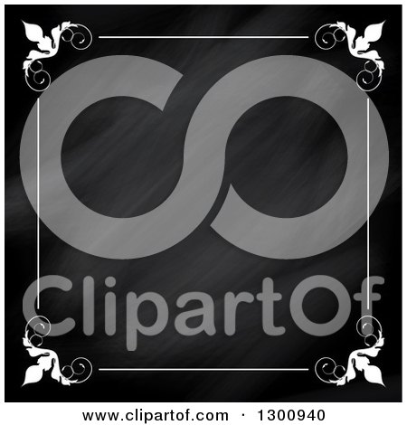 Clipart of a Blackboard with Eraser Marks and a Decorative White Border - Royalty Free Vector Illustration by KJ Pargeter
