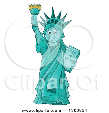 Clipart of a Carton Happy Statue of Liberty Holding up a Torch - Royalty Free Vector Illustration by visekart