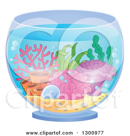 Clipart of a Fish Bowl with Anemones and Corals - Royalty Free Vector Illustration by visekart