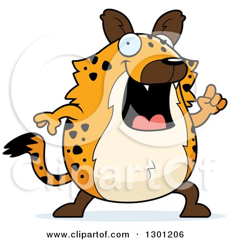 Clipart of a Cartoon Happy Smart Chubby Hyena with an Idea - Royalty Free Vector Illustration by Cory Thoman