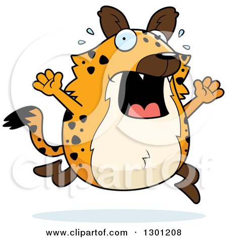 Clipart of a Cartoon Scaraed Chubby Hyena Running - Royalty Free Vector Illustration by Cory Thoman