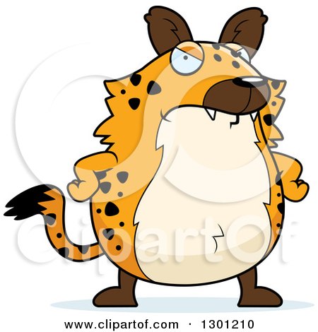 Clipart of a Cartoon Angry Mad Chubby Hyena with Hands on His Hips - Royalty Free Vector Illustration by Cory Thoman