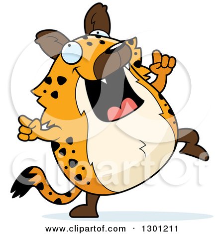 Clipart of a Cartoon Happy Chubby Hyena Dancing - Royalty Free Vector Illustration by Cory Thoman