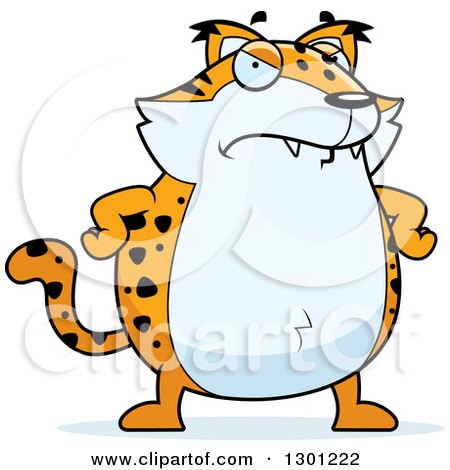 Clipart of a Cartoon Mad Angry Chubby Bobcat Character with Hands on His Hips - Royalty Free Vector Illustration by Cory Thoman