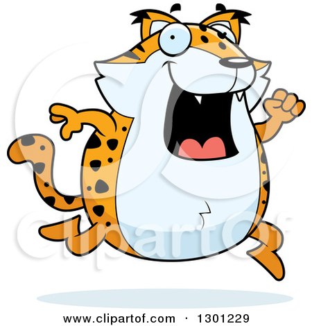 Clipart of a Cartoon Chubby Bobcat Character Running - Royalty Free Vector Illustration by Cory Thoman