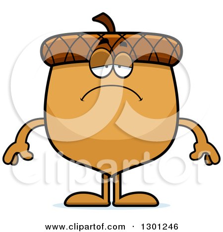 Clipart of a Cartoon Sad Depressed Acorn Character - Royalty Free Vector Illustration by Cory Thoman