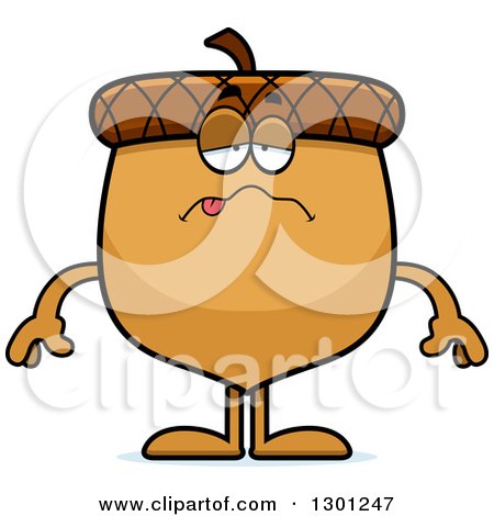 Clipart of a Cartoon Sick or Drunk Acorn Character - Royalty Free Vector Illustration by Cory Thoman