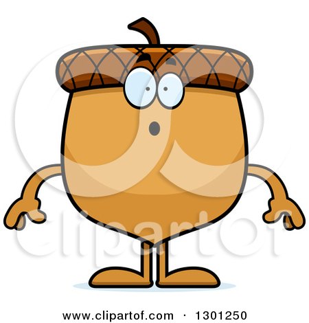 Clipart of a Cartoon Surprised Gasping Acorn Character - Royalty Free Vector Illustration by Cory Thoman