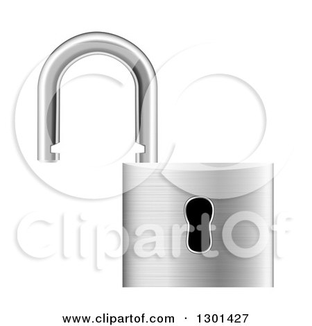 Clipart of a 3d Open Silver Metal Padlock - Royalty Free Vector Illustration by vectorace