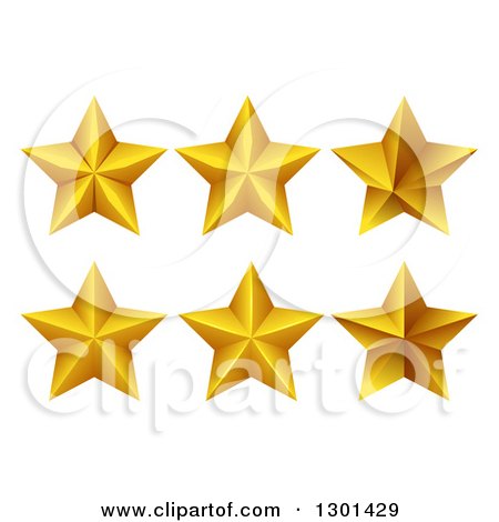 Clipart of 3d Stylized Gold Stars on White - Royalty Free Vector Illustration by vectorace