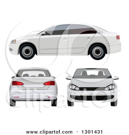 Clipart of a 3d White Sedan Car at Different Views - Royalty Free Vector Illustration by vectorace