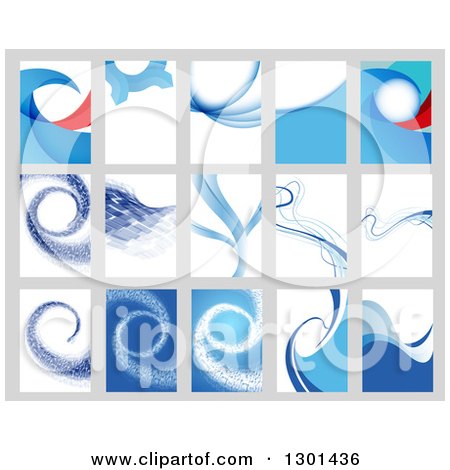Clipart of Abstract Blue Backgrounds on Gray - Royalty Free Vector Illustration by vectorace