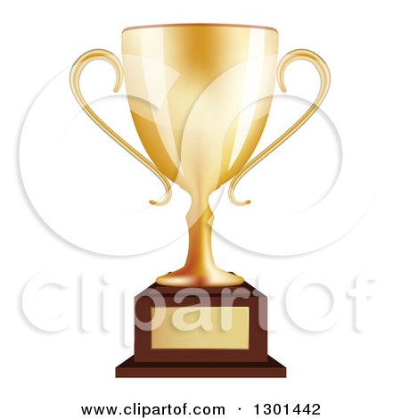 Clipart of a 3d Gold Trophy Cup on a Stand - Royalty Free Vector Illustration by vectorace