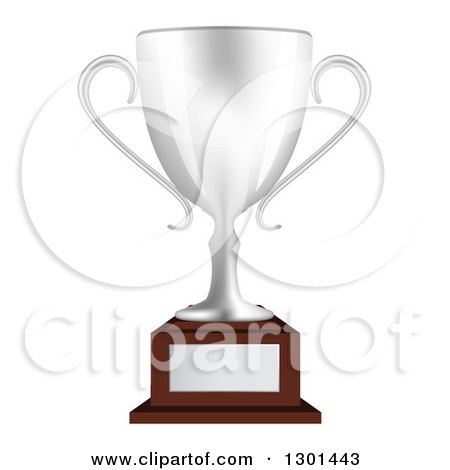 Clipart of a 3d Silver Trophy Cup on a Stand - Royalty Free Vector Illustration by vectorace