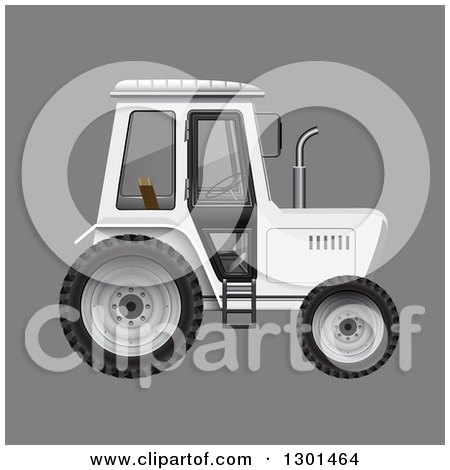 Clipart of a 3d White Tractor, on Gray - Royalty Free Vector Illustration by vectorace