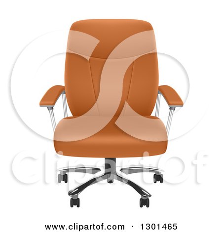 Clipart of a 3d Brown Leather Office Chair on White - Royalty Free Vector Illustration by vectorace