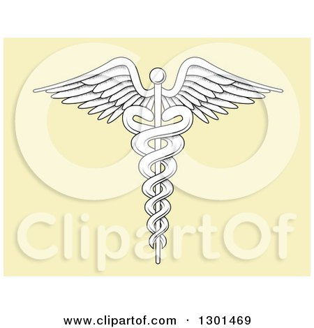 Clipart of a Medical Medical Caduceus on Yellow - Royalty Free Vector Illustration by vectorace