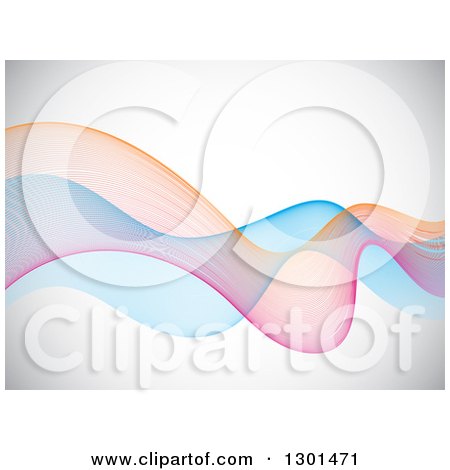 Clipart of a Background of Abstract Blue Orange and Pink Mesh Waves - Royalty Free Vector Illustration by vectorace