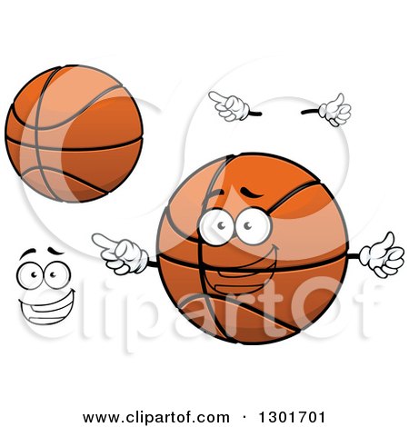Clipart of a Cartoon Happy Face, Hands and Basketballs - Royalty Free Vector Illustration by Vector Tradition SM