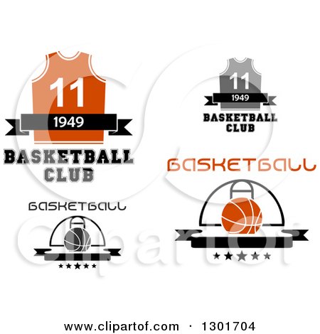 Clipart of Blank Banners with Basketballs, Jerseys, and Text - Royalty Free Vector Illustration by Vector Tradition SM