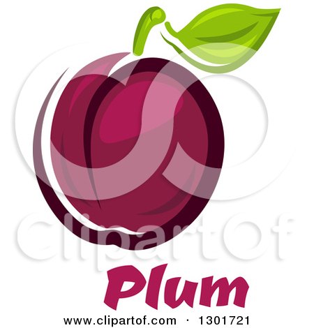 Clipart of a Purple Plum and Leaf over Text - Royalty Free Vector Illustration by Vector Tradition SM