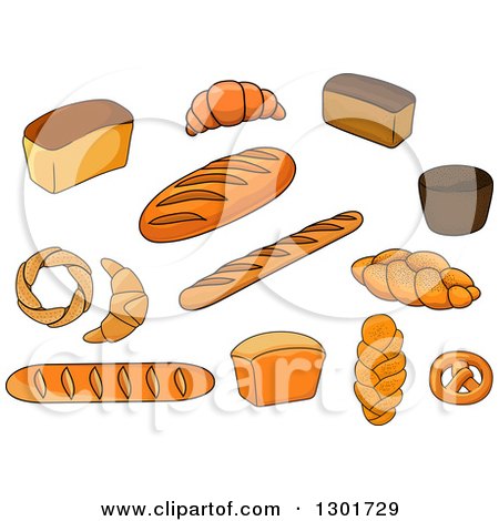 Clipart of Breads, Baguettes and Croissants - Royalty Free Vector Illustration by Vector Tradition SM