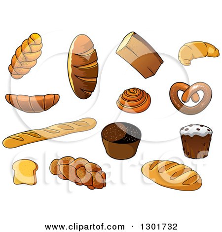Clipart of Cartoon Breads - Royalty Free Vector Illustration by Vector Tradition SM