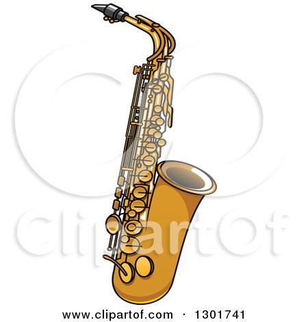 Clipart of a Cartoon Saxophone Instrument - Royalty Free Vector Illustration by Vector Tradition SM