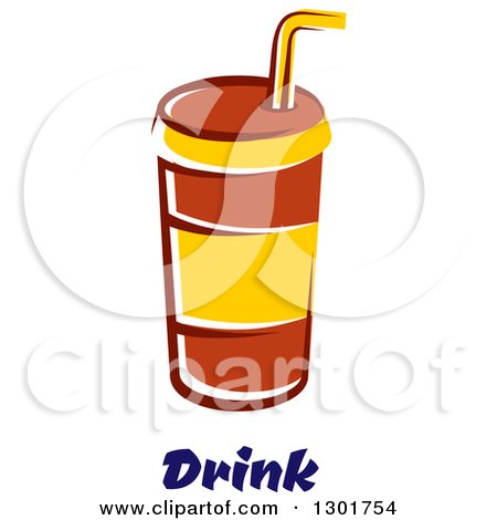 Clipart of a Cartoon Red and Yellow Fountain Soda Cup over Text - Royalty Free Vector Illustration by Vector Tradition SM
