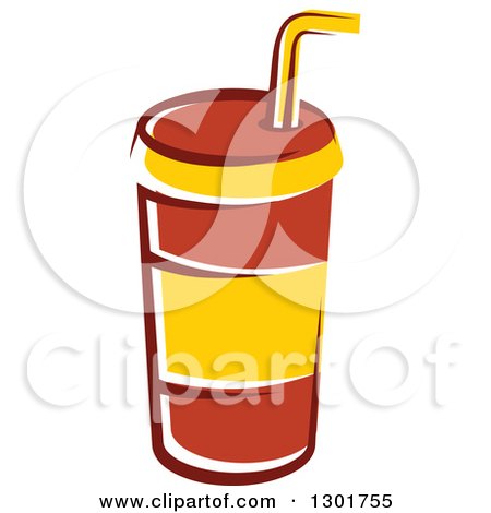 Clipart of a Cartoon Red and Yellow Fountain Soda Cup - Royalty Free Vector Illustration by Vector Tradition SM
