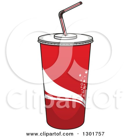 Clipart of a Cartoon Red Fountain Soda Cup - Royalty Free Vector Illustration by Vector Tradition SM