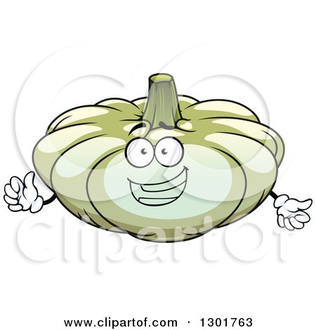 Clipart of a Cartoon Happy White Pumpkin Character Giving a Thumb up - Royalty Free Vector Illustration by Vector Tradition SM