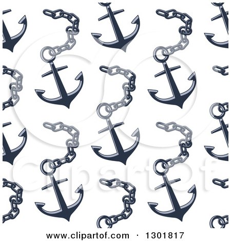 Clipart of a Seamless Pattern Background of Nautical Anchors and Chains - Royalty Free Vector Illustration by Vector Tradition SM