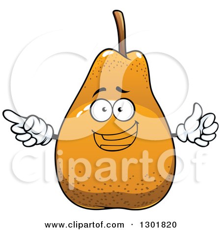 Clipart of a Happy Pear Character Pointing - Royalty Free Vector Illustration by Vector Tradition SM