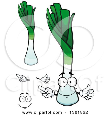 Clipart of a Cartoon Happy Face, Hands and Leeks - Royalty Free Vector Illustration by Vector Tradition SM
